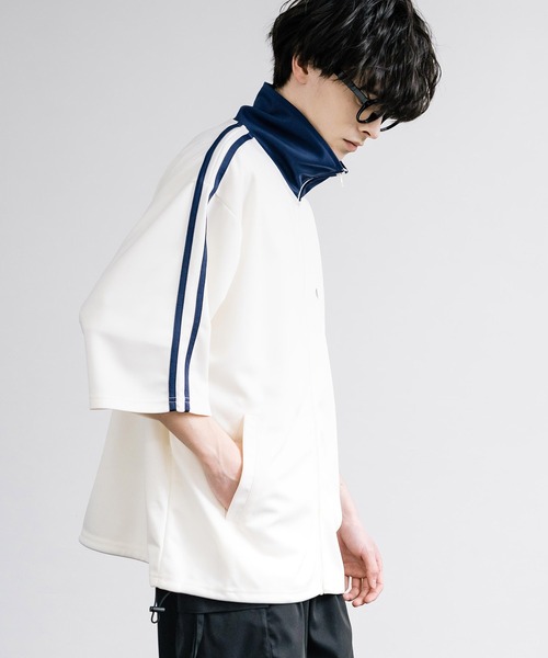トラックジャケット ブルゾン オーバーサイズ 全2色 韓国 b5103 ワンフォークロージング 1111clothing ◇パイピングデザイン