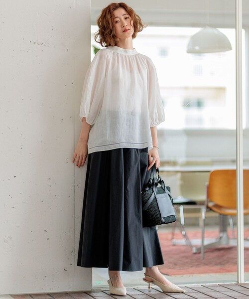 23区 シャツ ブラウス 「洗える」ブロドリー ダンデル 2WAY レディース