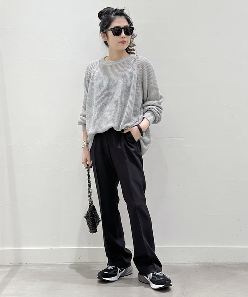AP STUDIO リネン スリムフレア 美脚 スラックスパンツ