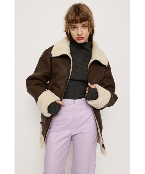 SLY アウターレザージャケットブラウンファー