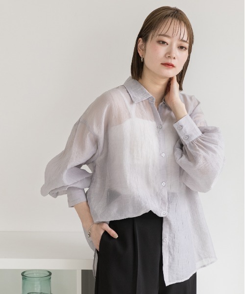 ad thie（アドティエ） ブラウス シャツ サッカー素材 ビッグシアー 