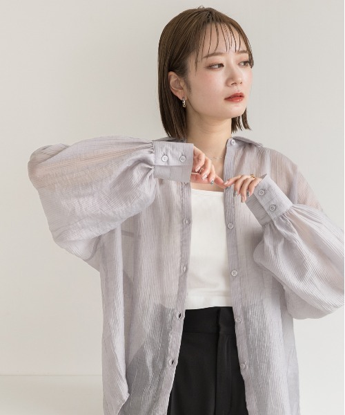 aere 新品未使用　シアーシャツ ad thie（アドティエ） ブラウス シャツ サッカー素材 ビッグシアー
