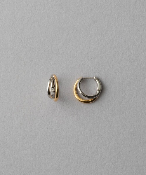 ete（エテ） ピアス ダブルライン バイカラー ハグピアス レディース