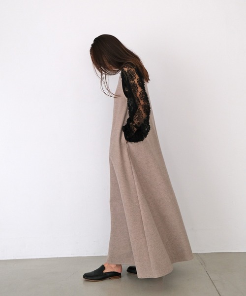 AKTE 「AKTE」 ノースリーブワンピース FREE チャコールグレー  