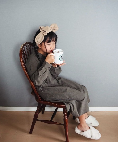 ikka（イッカ） ワンピース 「親子コーデ」8分袖スキッパーシャツ