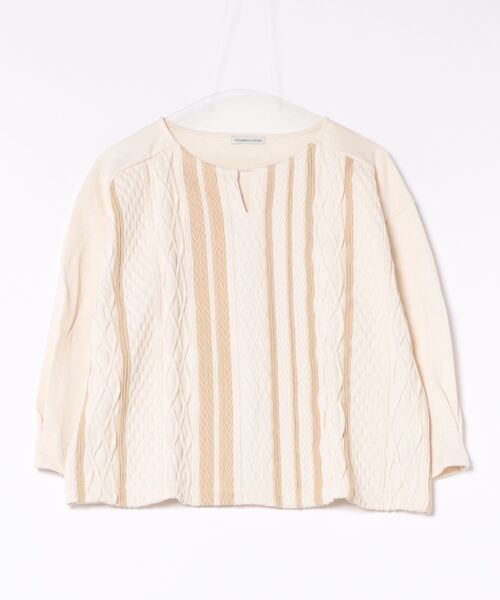 tシャツ パターンJQボーダー　8分袖コンビP/O レディース セール】パターンJQボーダー 8分袖コンビP/O（Tシャツ