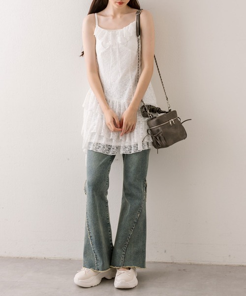OLIVE des ワンピース ラッフルリボンミニキャミワンピース