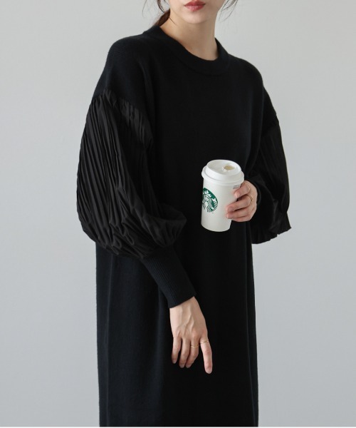 La-gemme（ラジェム） ワンピース プリーツスリーブニットワンピース