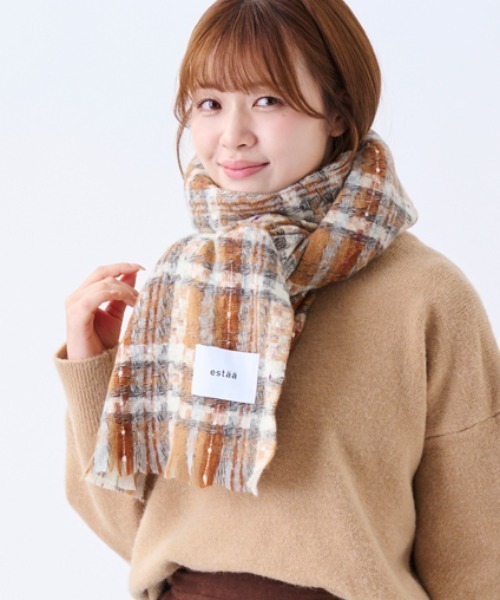 estaa（エスタ） ストール マフラー 洗えるストール ”ツイードライク