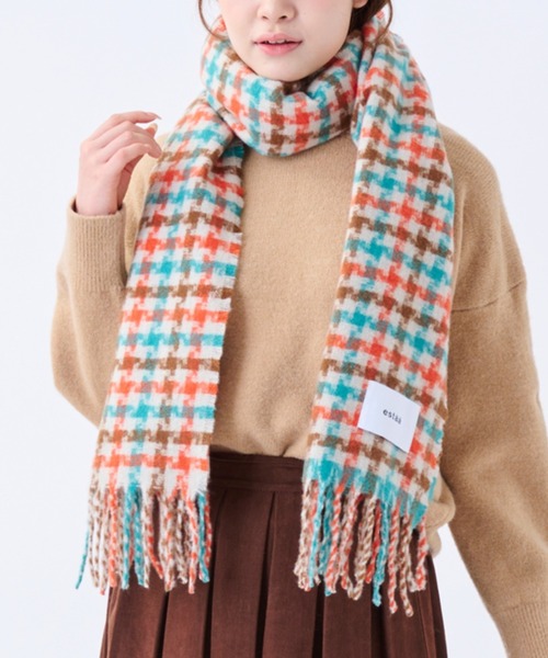 estaa（エスタ） ストール マフラー 洗えるストール ”ツイードライク