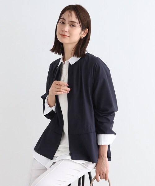 【洗える／撥水】ペプラム風ライトブルゾン　indivi新品未使用 INDIVI ブルゾン アウター 「洗える／撥水」ペプラム風ライト