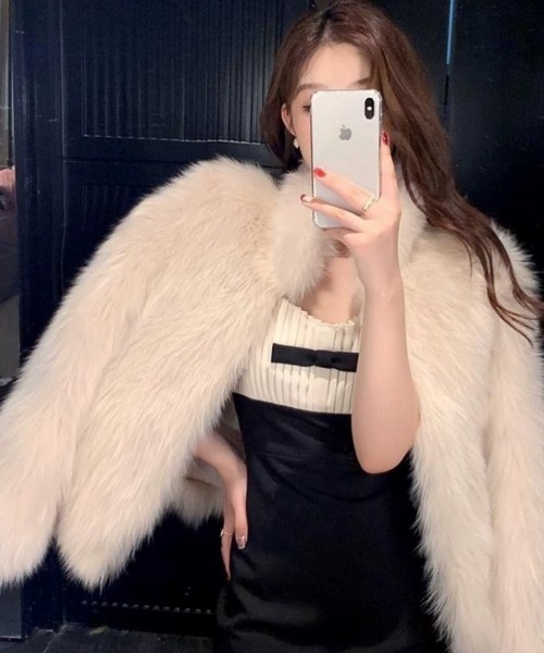 おしゃれスタ コート アウター ボリュームフェイクファーコート