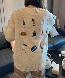 deux amour tシャツ アニメ刺しゅうざっくりニットダメージニットプル 