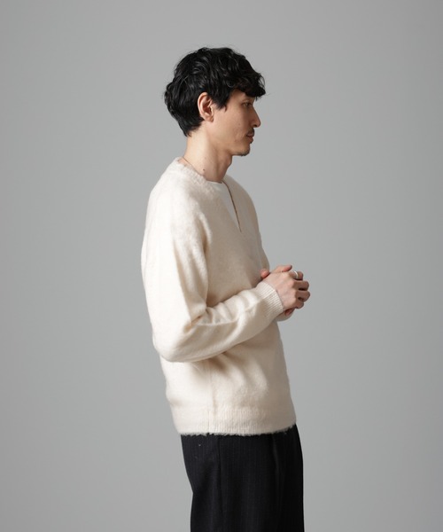 NANO universe Vネックニットセーター アイボリー NANO universe（ナノ・ユニバース） セーター ニット モヘヤブレンド