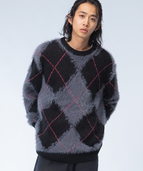 美品   アーガイルセーター シャギーニット WOODENDOLL セーター ニット アーガイル柄 シャギーニット ニット