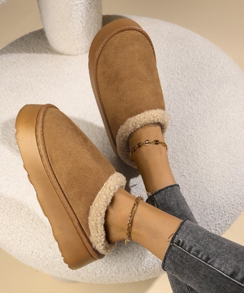 ダーリッチ　フェイクムートンベルトスリッポン スリッポン もこもこ フェイクムートン レディース : ZOZOTOWN Yahoo