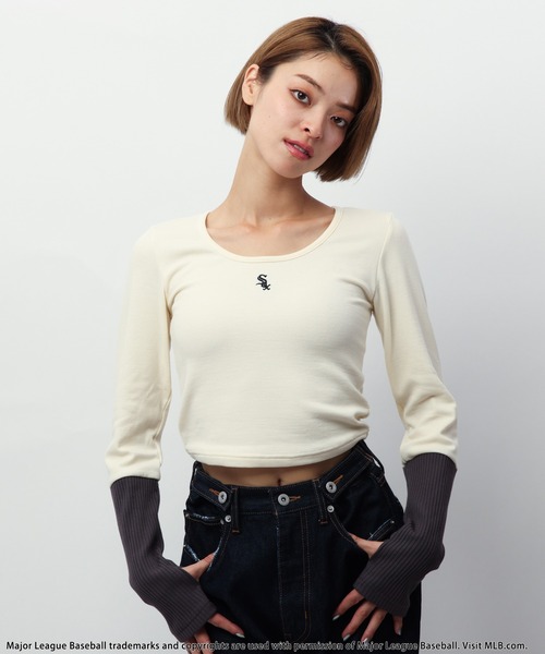 tシャツ 「MLB」カラーブロックショートトップス レディース