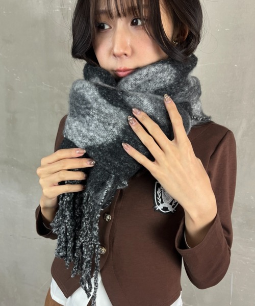 マフラー ストール レオパード総柄 もちもち 大判厚手マフラー