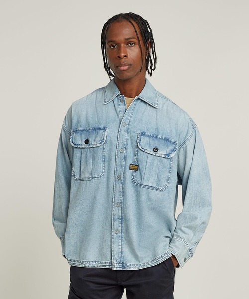 かめはめはシャツ2着 CS】2way zip square cut shirt (blue) / 【シーエス】2ウェイジップ