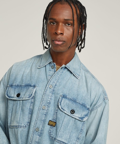 G-STAR RAW シャツ PLEATED 2-POCKET BOXY SHIRT/2ポケットボックス