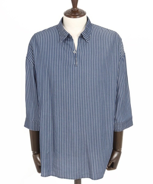CAMBIO（カンビオ） 七分袖 シャツ ms5949-Silky Stripe Denim Band