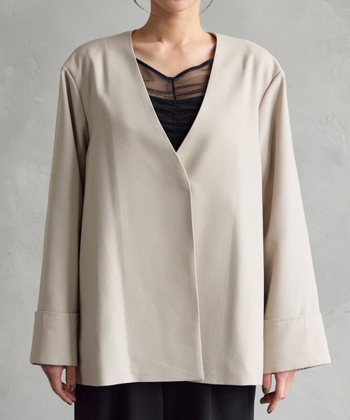 AIMER（エメ） ノーカラーコート コート オックスノーカラーショート