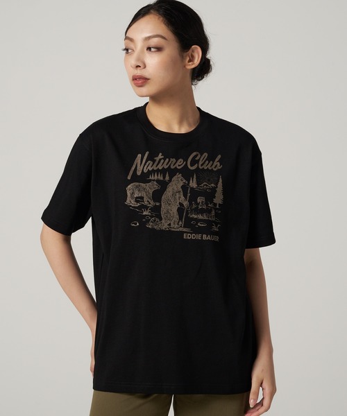GBH グラフィックプリント Tシャツ ブラック Eddie Bauer（エディーバウアー） tシャツ グラフィックプリント T