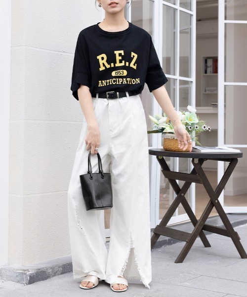 ワイドパンツ ジーンズ デニム デニムパンツ ダメージバギーデニム