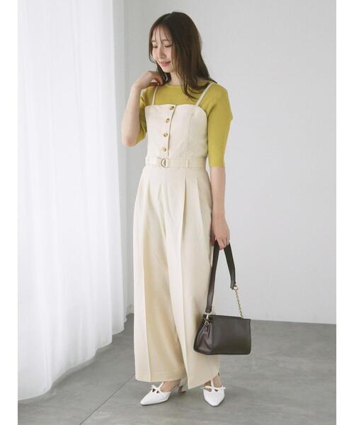 Te chichi TERRASSE サロペット オーバーオール フロントボタン
