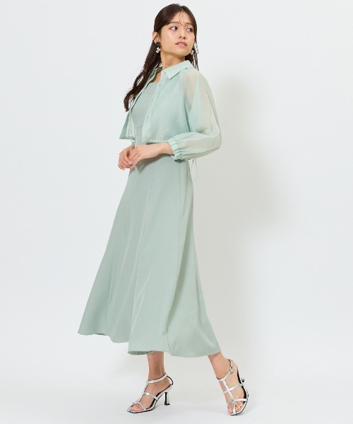 【美品】And Couture ワンピース　カーキ　M AND COUTURE（アンドクチュール） セットアップ 夏 シアーシャツ