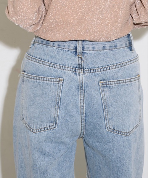[THE YOn] обработка Denim брюки S голубой женский 
