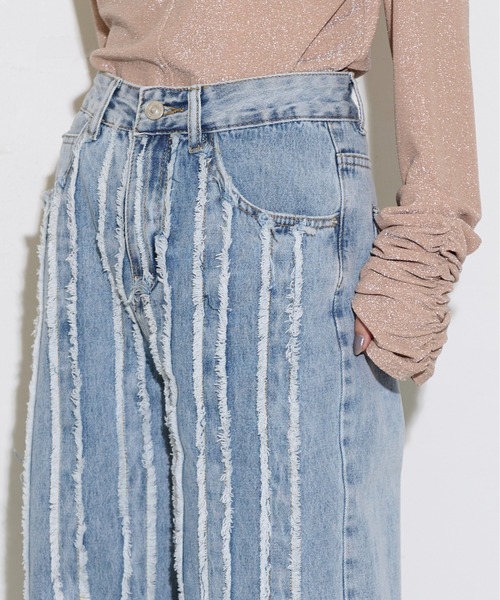 [THE YOn] обработка Denim брюки S голубой женский 