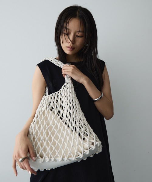 紺色の夏用メッシュバッグ 夏SALE／ショルダー付き】キレイめメッシュバッグ