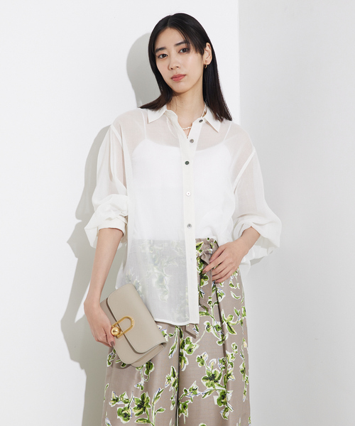 ブラウス シャツ ソフトオーガンジーシアーシャツ/夏服 レディース