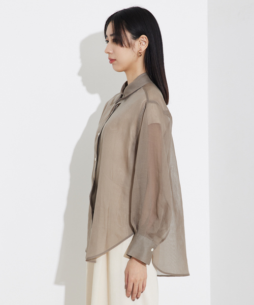 qualite（カリテ） ブラウス シャツ ソフトオーガンジーシアーシャツ