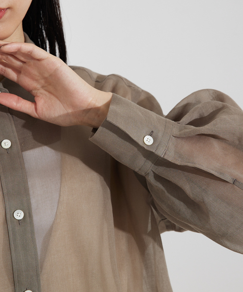 qualite（カリテ） ブラウス シャツ ソフトオーガンジーシアーシャツ