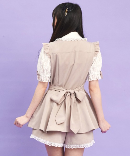 Secret Honey セットアップ レース袖ラッフル半袖セットアップ