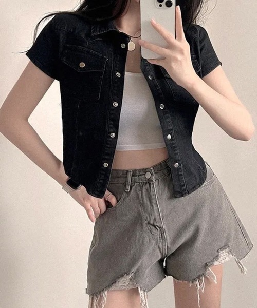 tシャツ デニムミニシャツ レディース