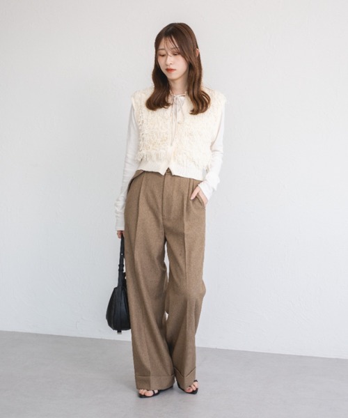 ベスト ジレ ループフリンジニットノースリーブベスト レディース raffime ベスト ジレ ループフリンジニットベスト レディース
