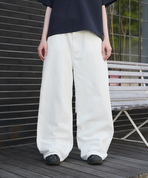 TANGRAM ホワイト コットンパンツ M Regen Glanz ワイドパンツ パンツ wide buggy cotton pants/ワイド