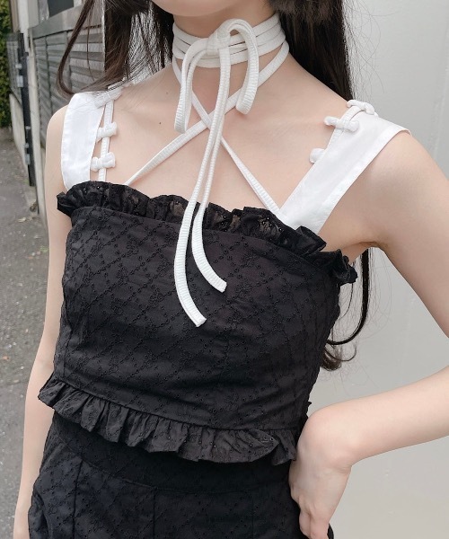 lilLilly（リルリリー） コットンレースビスチェキャミトップス