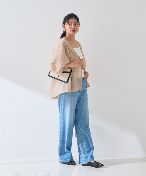 &her（アンドハー）アイボリー シャツジャケット Rouge vif Anna ブラウス シャツ はおりシアーシャツジャケット