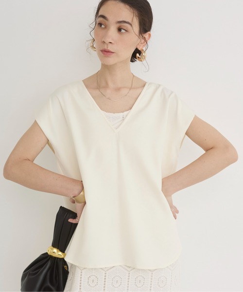 ANGIE ワンピース 「2点セット」ノースリーブ ブラウス×クロシェ