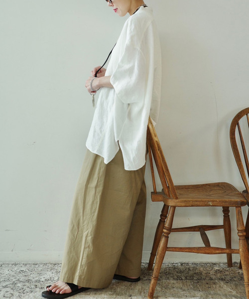 journal standard luxe♡40リネンワッシャー Vスキッパー♡ 40リネンワッシャー Vスキッパーシャツ（シャツ／ブラウス