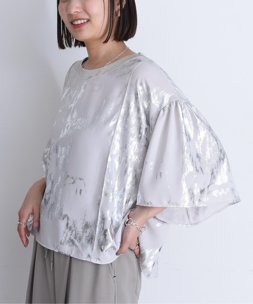 「Eimee Law」 7分袖カットソー 38 シルバー レディース