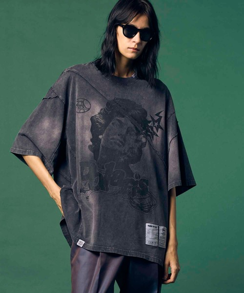 MAISON SPECIAL ノーカラーシャツ ブラック 46 シルク　緑タグ MAISON SPECIAL tシャツ 「Hypnose Association for SPECIAL