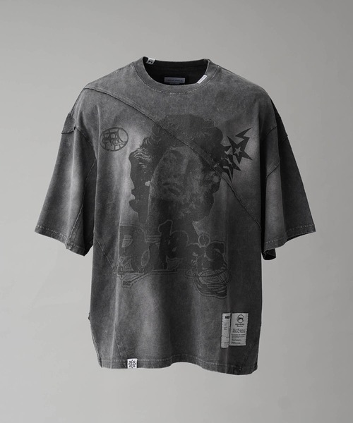 ロゴ ピグメント オーバー Tシャツ ブラック グレー メゾンスペシャル 黒 ロゴ ピグメント オーバー Tシャツ ブラック グレー メゾン
