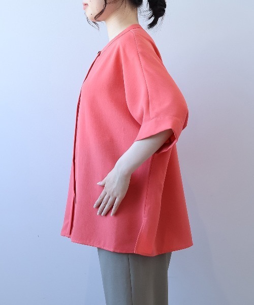 L〜5L 接触冷感 麻調 ドルマンスリーブ きれいめ ブラウス 大きいサイズ レディース 夏物 半袖  fleur by mint breeze ミントブリーズ wc20fa2507 fleur by mint breeze ブラウス シャツ 「L〜5L 大きいサイズ