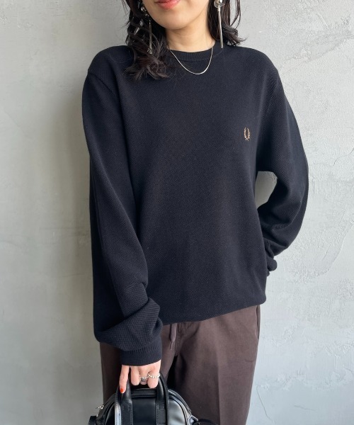 【FRED PERRY 】ブラックセーター ロゴ刺繍 FRED PERRY ニット セーター 「WEB限定」「FRED PERRY/フレッド