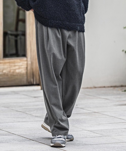 わん様 CAMBIO スラックス mp13917-Slacks Fabric Wide Straight Pants